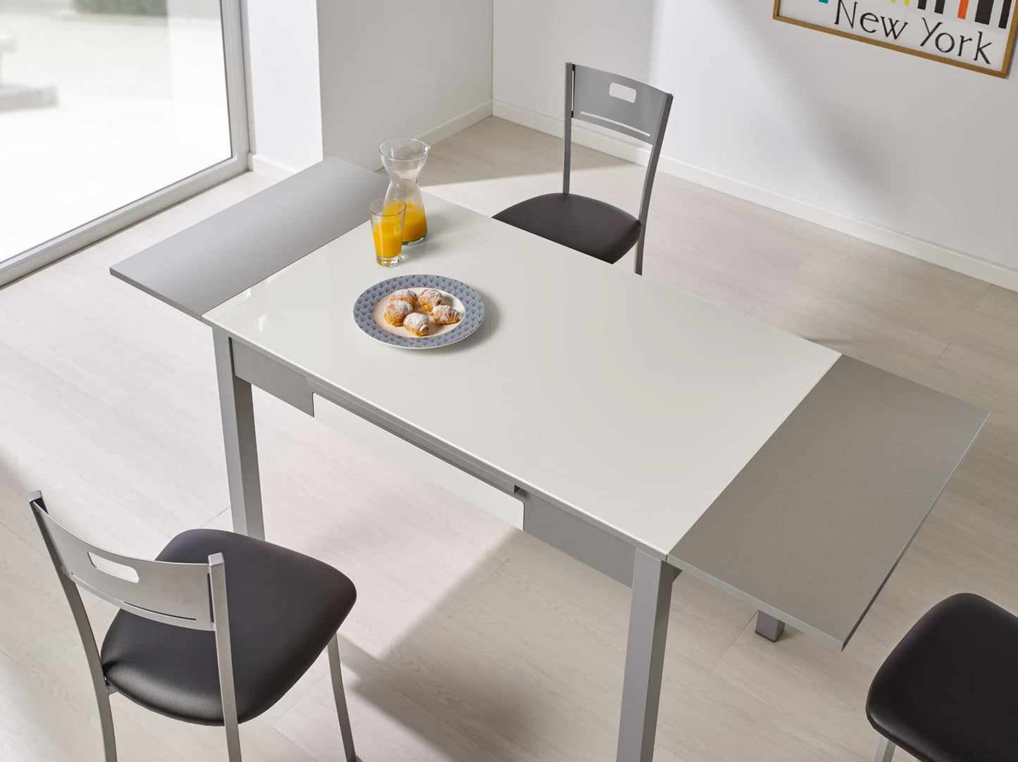 Mesa Cristal extensible con cajón Berlín