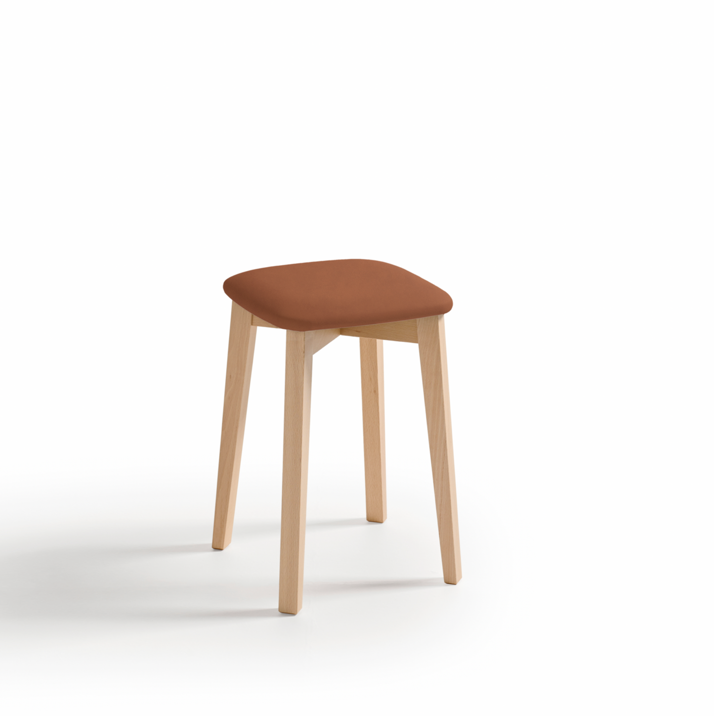 Taburete bajo de madera con asiento piel sintética Capri
