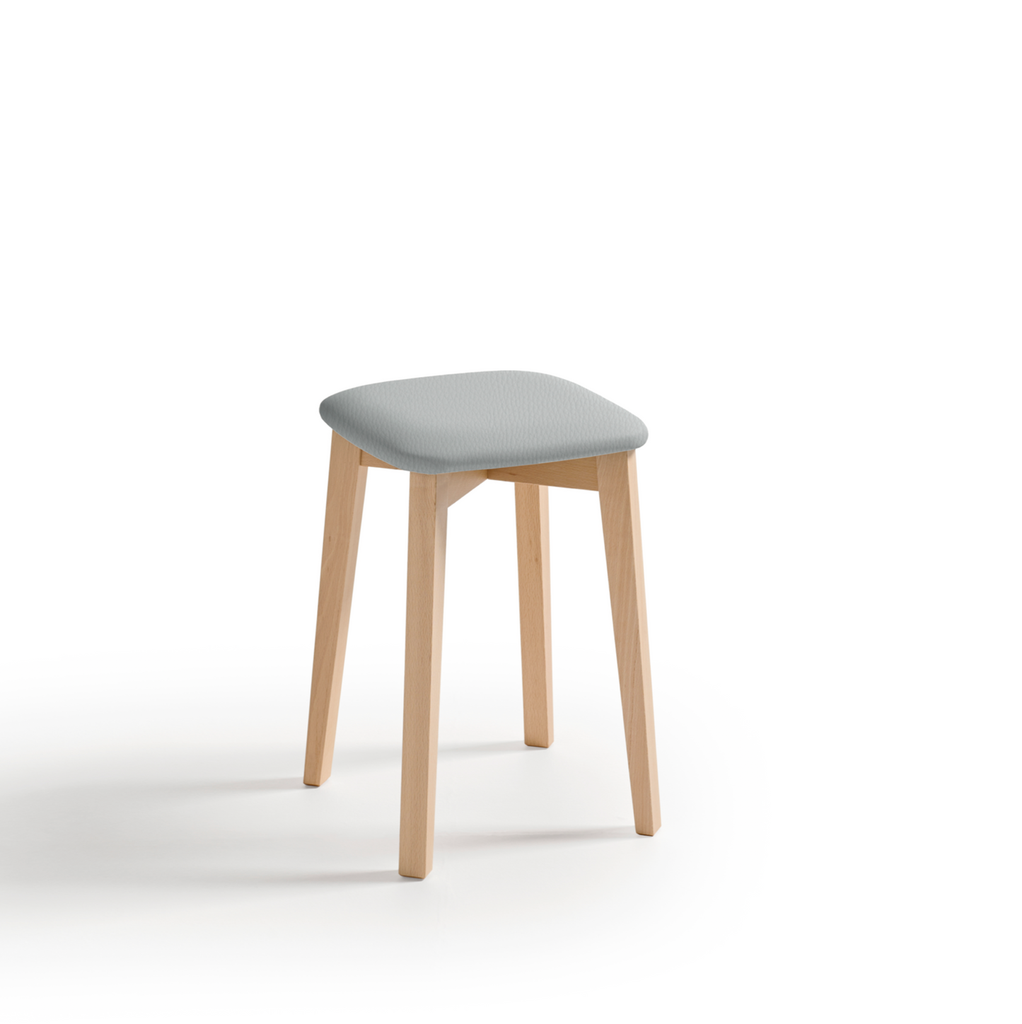 Taburete bajo de madera con asiento piel sintética Capri