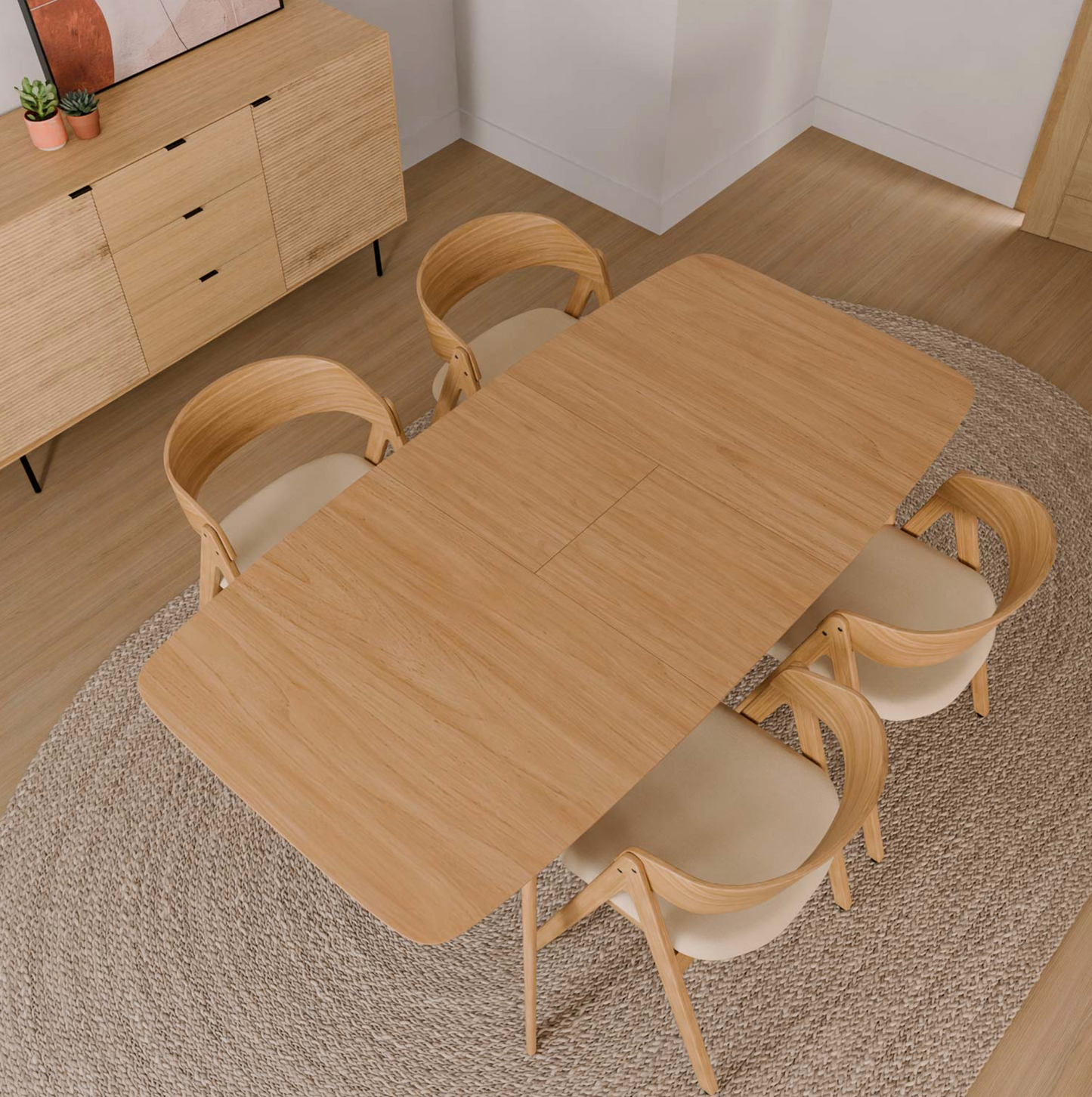 Mesa extensible de roble Cáprica