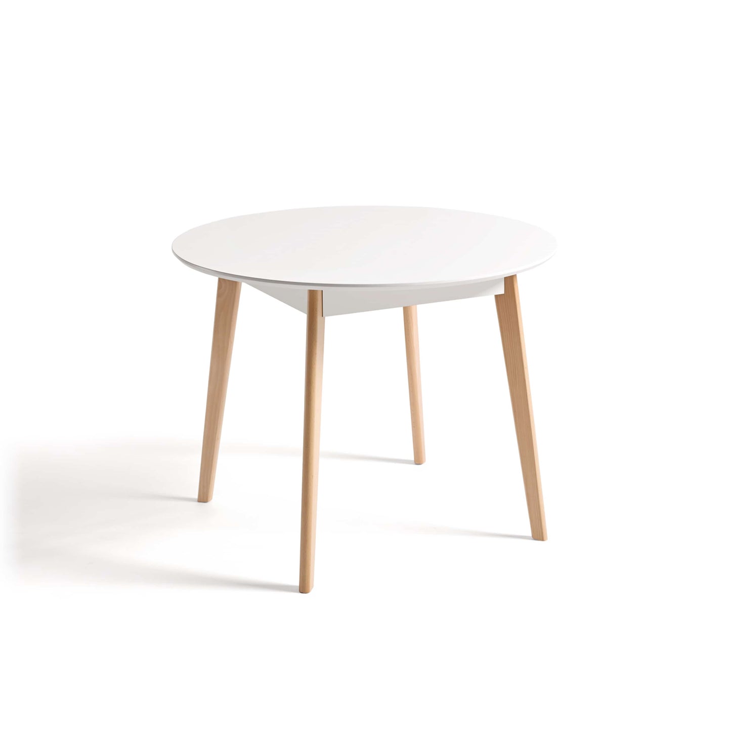 Mesa Redonda blanca con patas de madera 100cm Mykonos