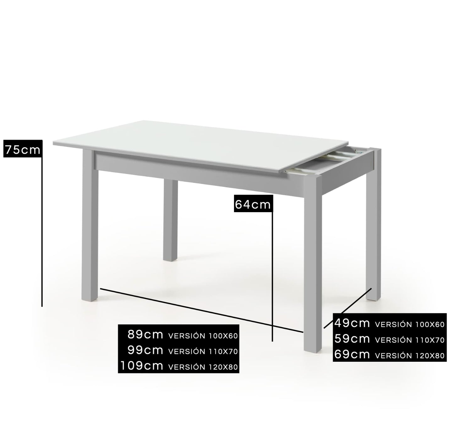 Mesa de cristal extensible Altea